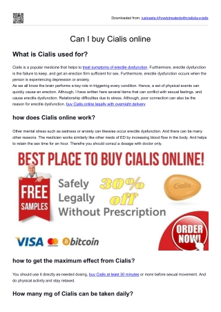 How to treat ED with Cialis  buy Cialis online