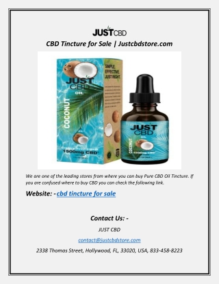 CBD Tincture for Sale | Justcbdstore.com