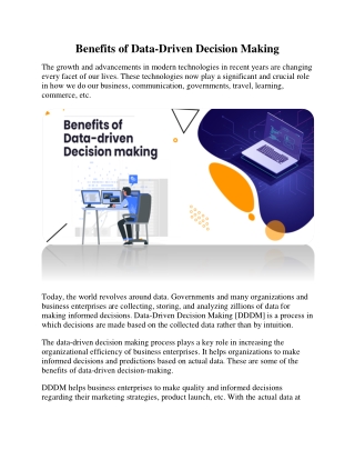 Benefits of Data Driven Decision Making
