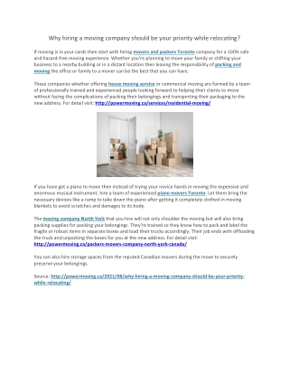 Why hiring a moving company should be your priority while relocating?