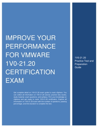 Improve Your Performance for VMware 1V0-21.20 Certification Exam