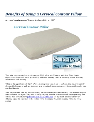 Benefits of Using a Cervical Contour Pillow