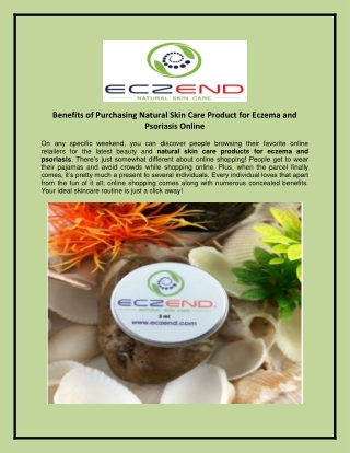 Benefits of Purchasing Natural Skin Care Product for Eczema and Psoriasis Online