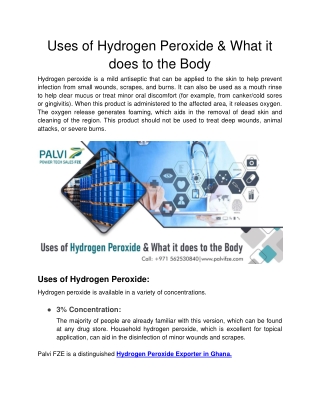 Uses of Hydrogen Peroxide & What it does to the Body