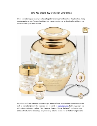 Why You Should Buy Cremation Urns Online