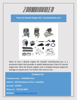 Parts for Bicycle Engine Kit | Zoombicycles.com