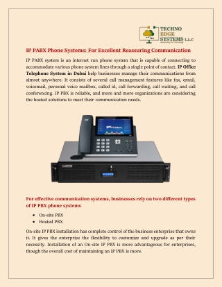 IP PABX Phone Systems for Excellent Reassuring Communication