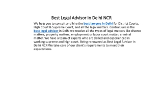 Best Legal Advisor In Delhi NCR