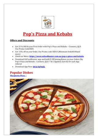 5% Off - Pop's Pizza and Kebabs Menu Coomera, QLD