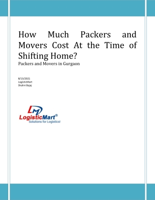 How Much Packers and Movers Cost At the Time of Shifting Home