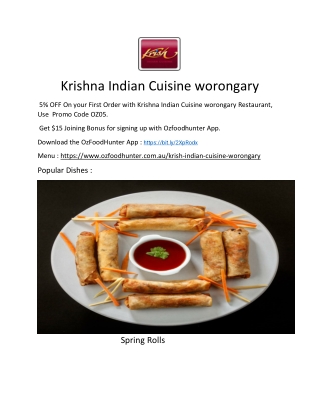 5% Off - Krish Indian Restaurant Worongary Takeaway, QLD