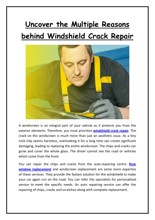 Uncover the Multiple Reasons behind Windshield Crack Repair