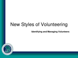 New Styles of Volunteering