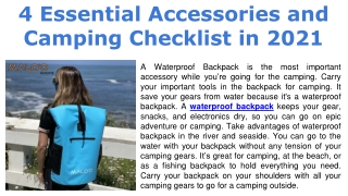 4 Essential Tools and Camping Checklist in 2021