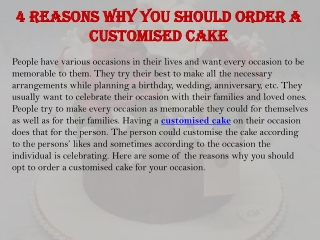 4 reasons why you should order a customised cake