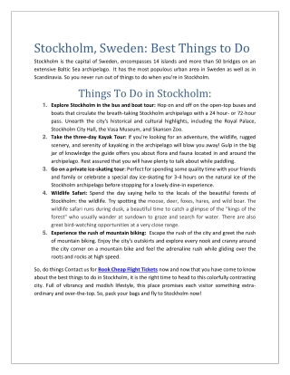 Major Things to Do in Stockholm Sweden