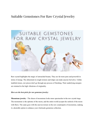 Suitable Gemstones For Raw Crystal Jewelry