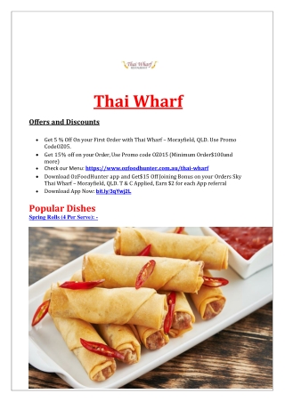 5% Off - Thai Wharf Morayfield Restaurant Menu, QLD