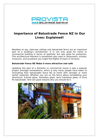 Importance of Balustrade Fence NZ In Our Lives: Explained!