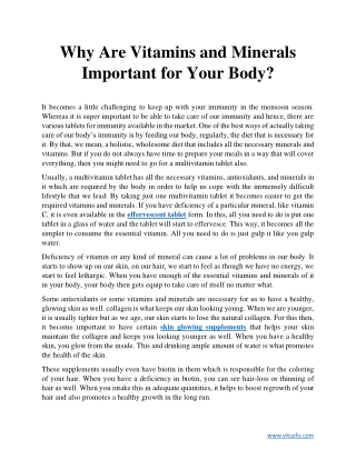 Why Are Vitamins and Minerals Important for Your Body