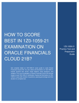 How to Score Best in 1Z0-1059-21 Examination on Oracle Financials Cloud 21B?