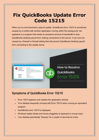 How to Fix QuickBooks Error Code 15215?