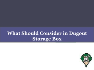 What Should Consider in Dugout Storage Box