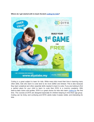 Where do I get started with to teach Scratch coding for kids