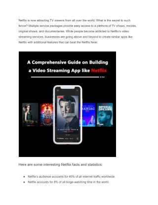 A Comprehensive Guide on Building a Video Streaming App like Netflix