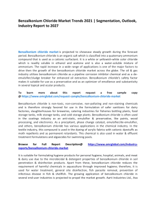 Benzalkonium Chloride Market Trends 2021