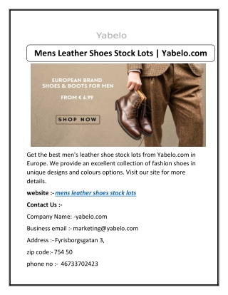Mens Leather Shoes Stock Lots | Yabelo.com
