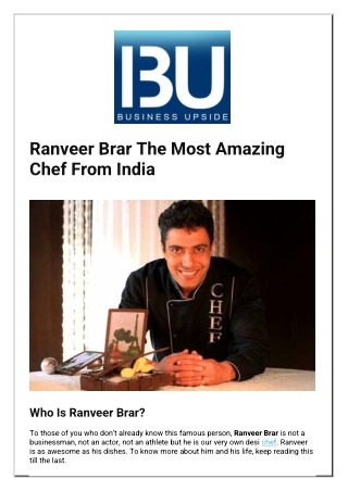 1Ranveer Brar The Most Amazing Chef From India
