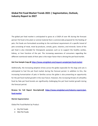 Global Pet Food Market Trends 2021