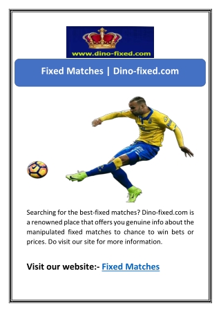 Fixed Matches | Dino-fixed.com