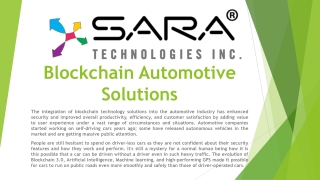 Blockchain Automotive Solutions