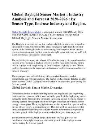 Global Daylight Sensor Market