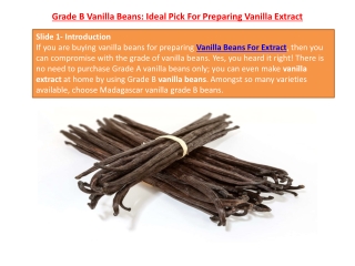 Grade B Vanilla Beans: Ideal Pick For Preparing Vanilla Extract