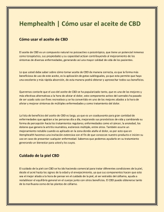Hemphealth | Cómo usar el aceite de CBD