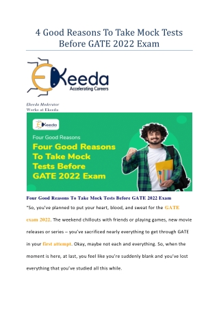 4 Good Reasons To Take Mock Tests Before GATE 2022 Exam