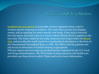 Warfarin INR Test Meters