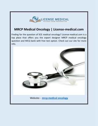 MRCP Medical Oncology | License-medical.com