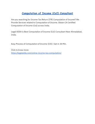 Computation of Income (CoI) Consultant