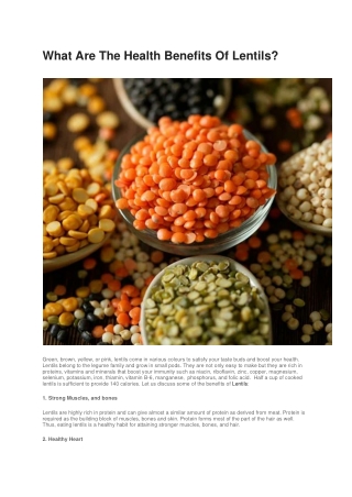 What are the health benefits of Lentils?