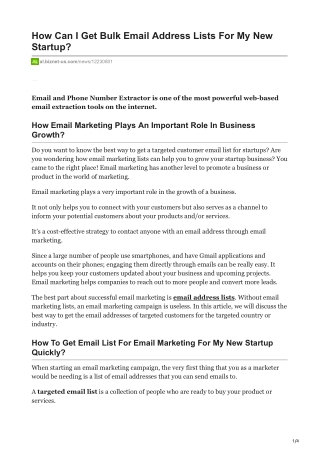 1How Can I Get Bulk Email Address Lists For My New Startup