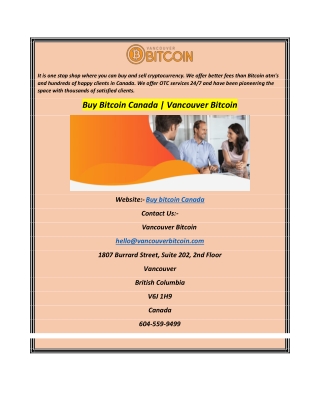Buy Bitcoin Canada  Vancouver Bitcoin