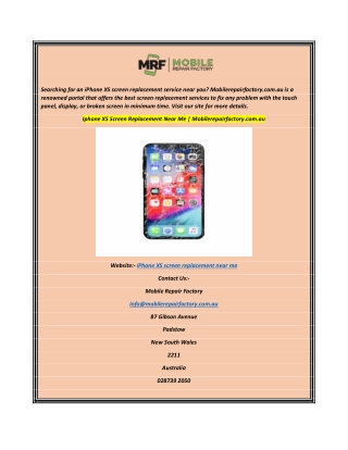 Iphone XS Screen Replacement Near Me Mobilerepairfactory.com.au