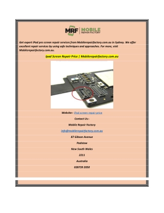 Ipad Screen Repair Price  Mobilerepairfactory.com.au