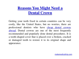 Cheap Dental Treatment Abroad | Cheap Dental Crowns Abroad