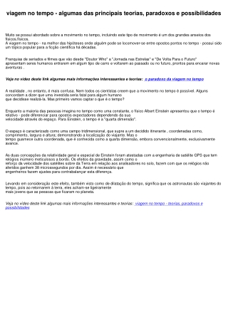 curiosidades sobre a viagem no tempo