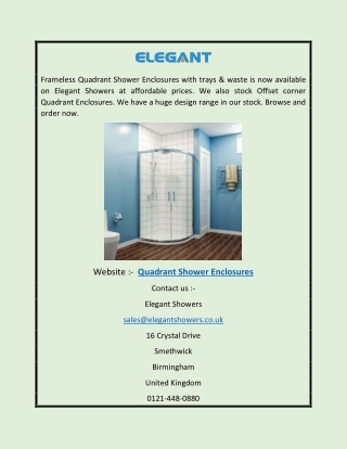 Quadrant Shower Enclosures | Elegant Showers